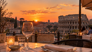 Golden Sunset Dining Over Rome